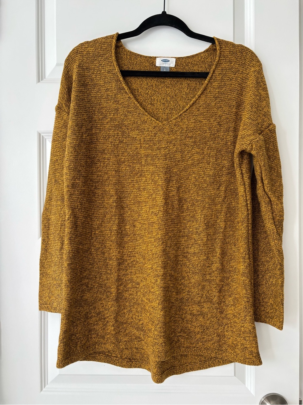 Old Navy Women's Mustard Heathered V-Neck Sweater Tunic L